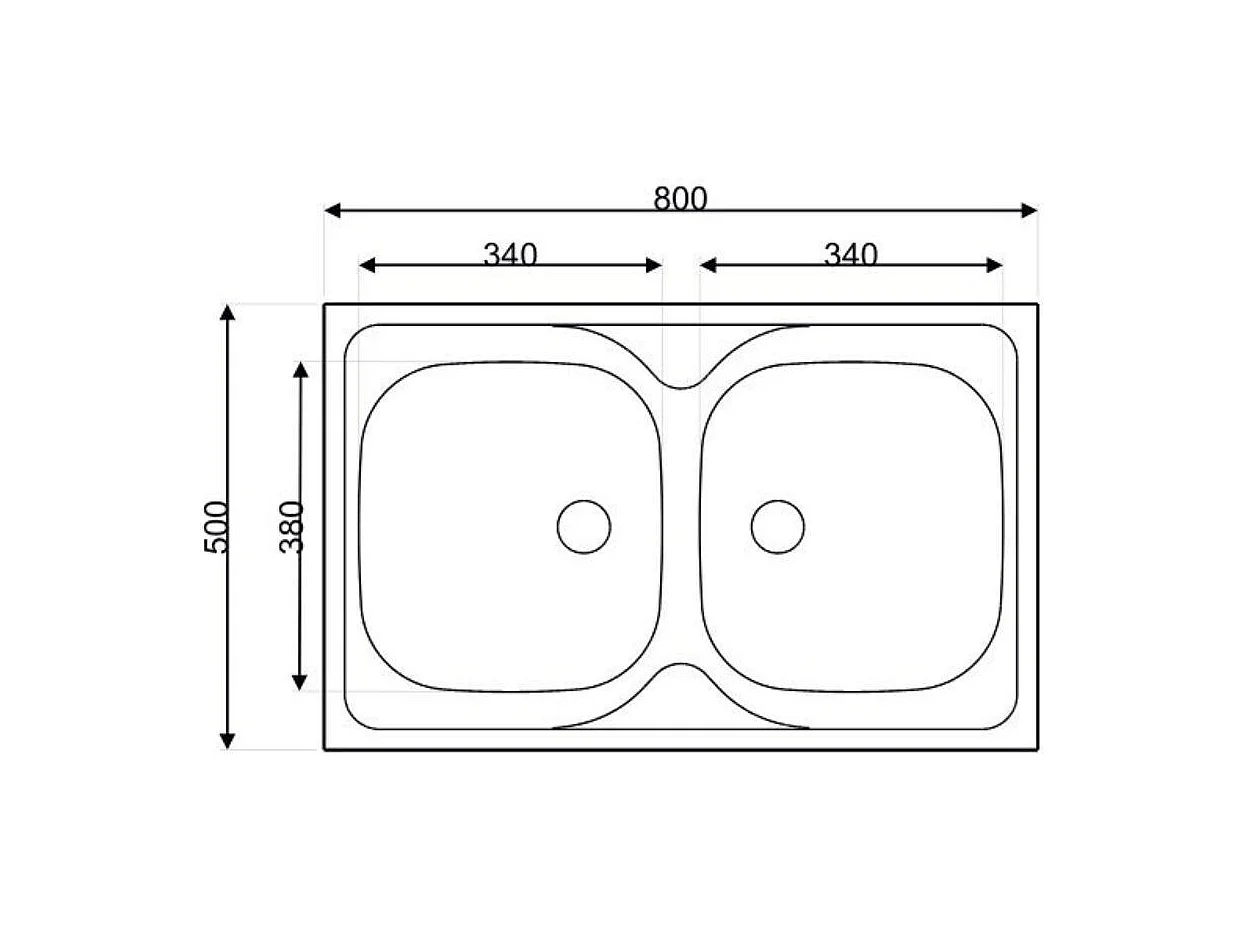Lavello cucina acciaio appoggio 80x50 cm due vasche N214