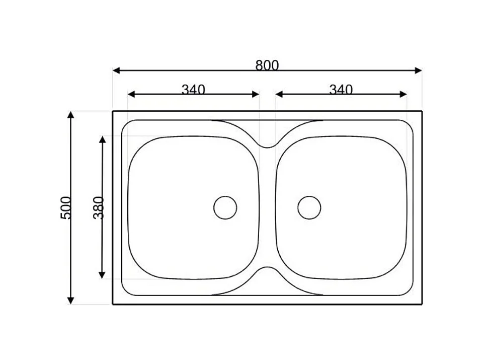 Lavello cucina acciaio appoggio 80x50 cm due vasche N214