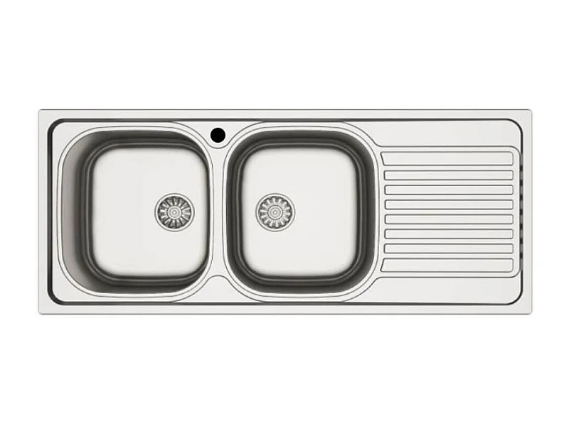 Lavello incasso cucina acciaio 116x50 cm due vasche e gocciolatoio destro MP1162DX
