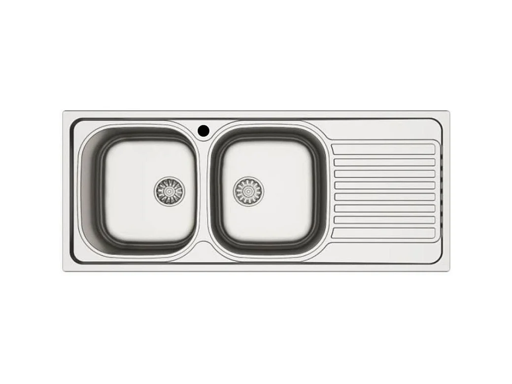 Lavello incasso cucina acciaio 116x50 cm due vasche e gocciolatoio destro MP1162DX