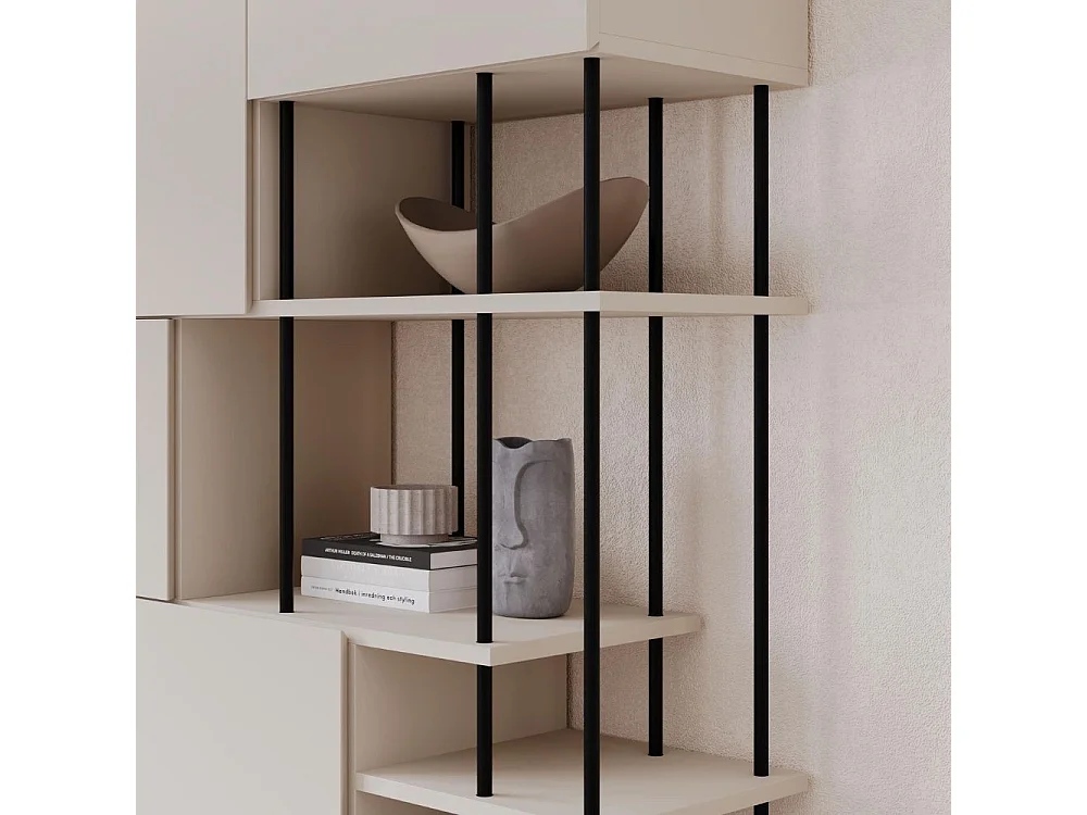 Libreria Key con 5 ante e ripiani colore cashmere 84x34x175H – Ordine e Stile