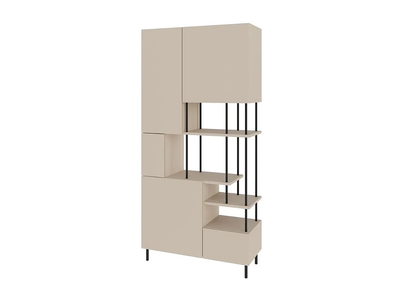 Libreria Key con 5 ante e ripiani colore cashmere 84x34x175H – Ordine e Stile