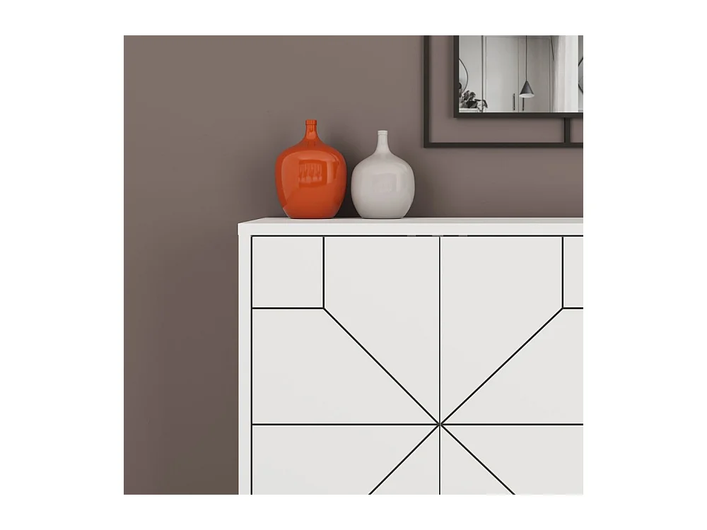 Madia 4 ante bianco con disegno geometrico Dune 123x35x77,4