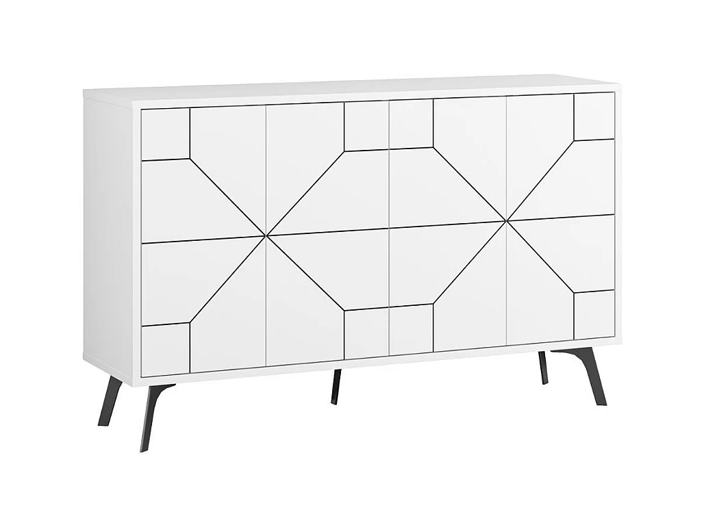 Madia 4 ante bianco con disegno geometrico Dune 123x35x77,4