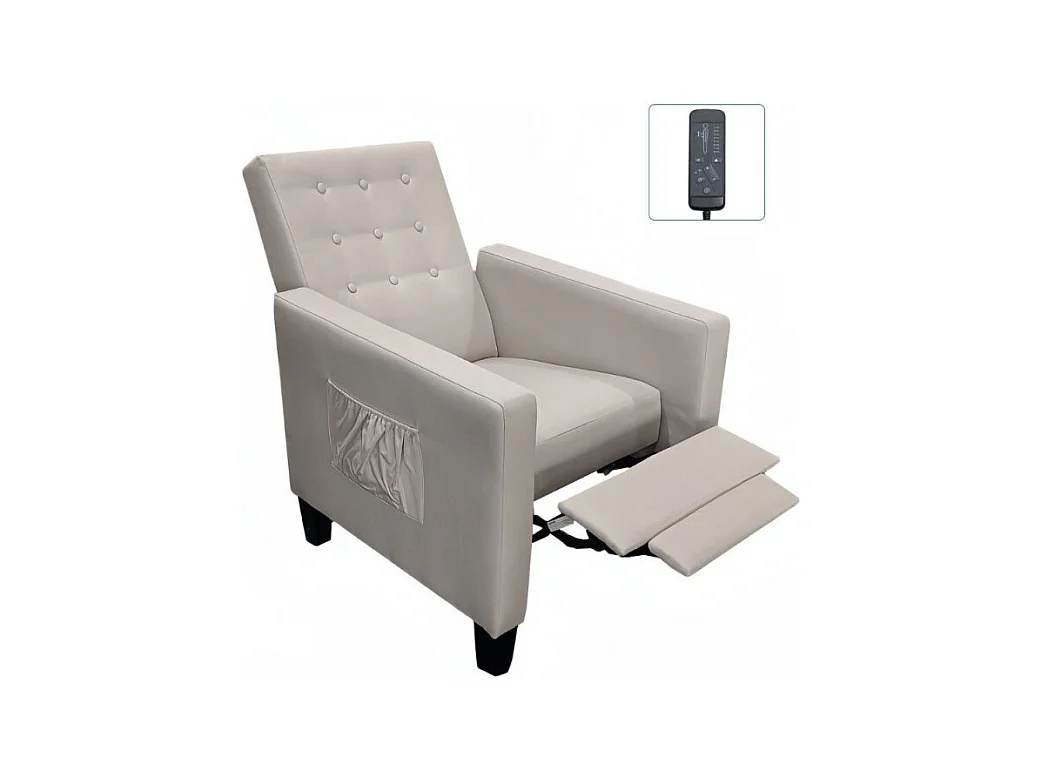 Poltrona recliner con massaggio Malea tessuto beige