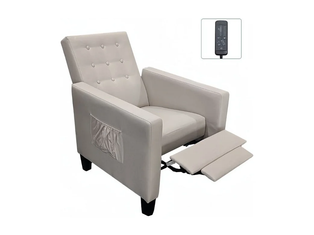Poltrona recliner con massaggio Malea tessuto beige