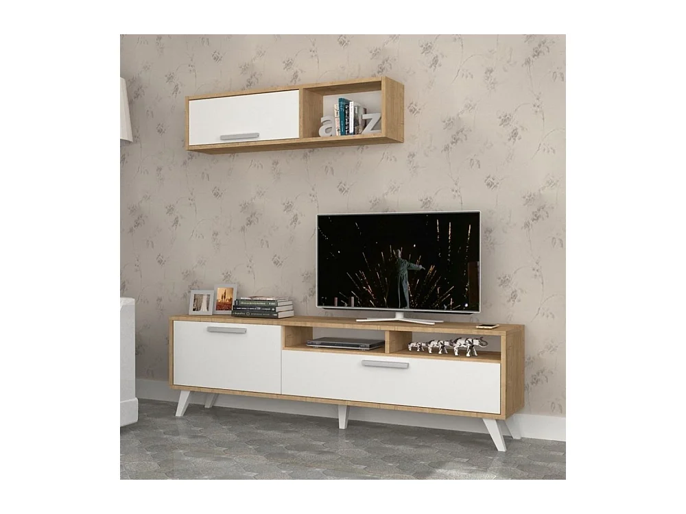 Mobile porta Tv 180x35x47h Slim D2306TV180M109 colore rovere bianco