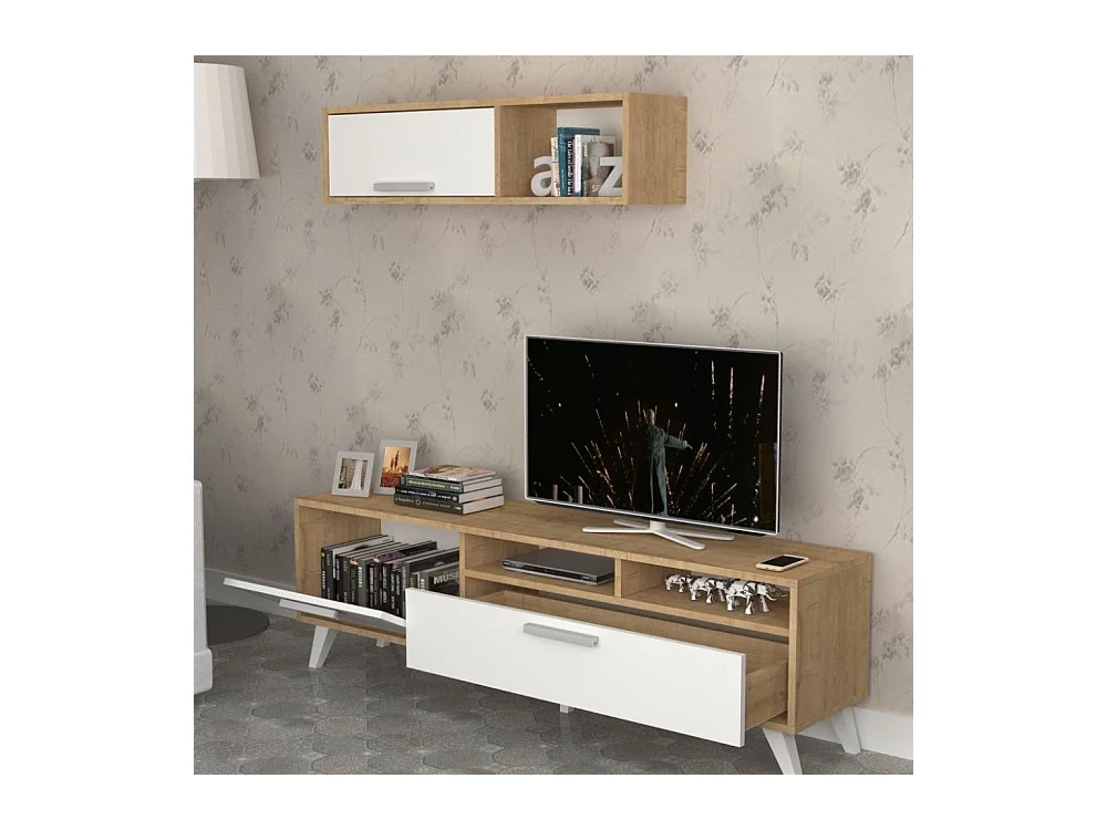 Mobile porta Tv 180x35x47h Slim D2306TV180M109 colore rovere bianco