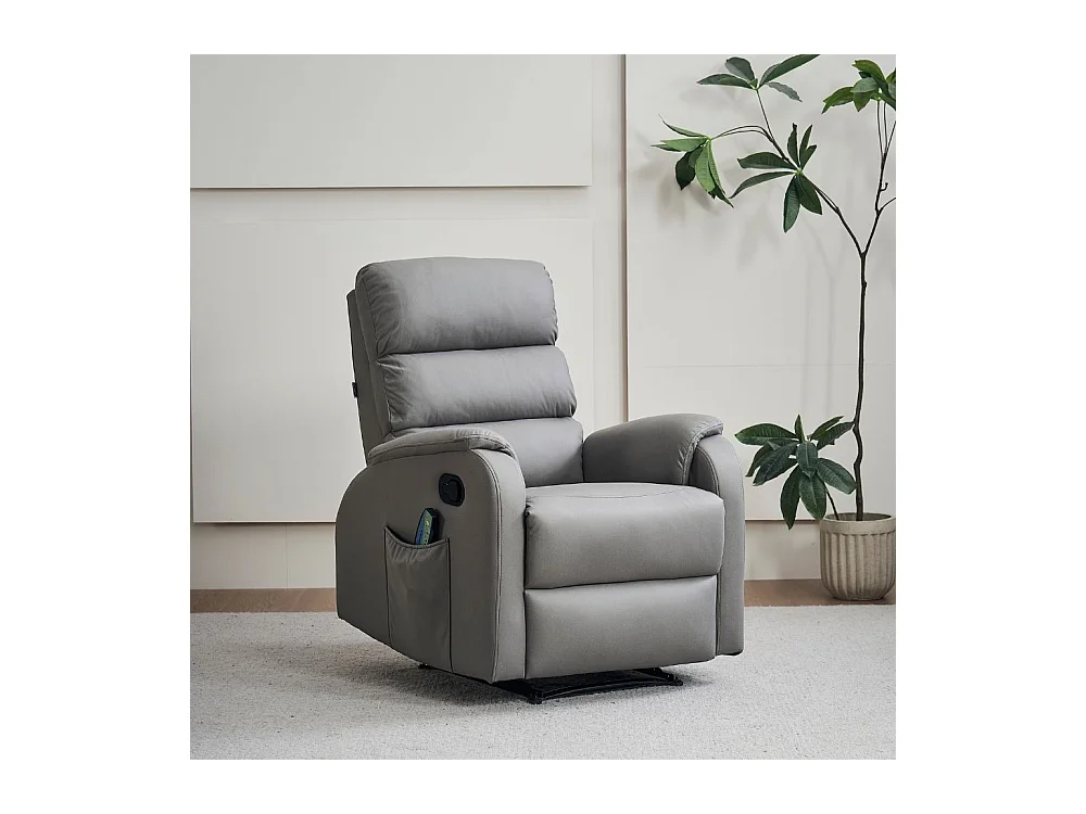 Poltrona relax manuale con 8 punti di massaggio Futura nabuk grigio chiaro