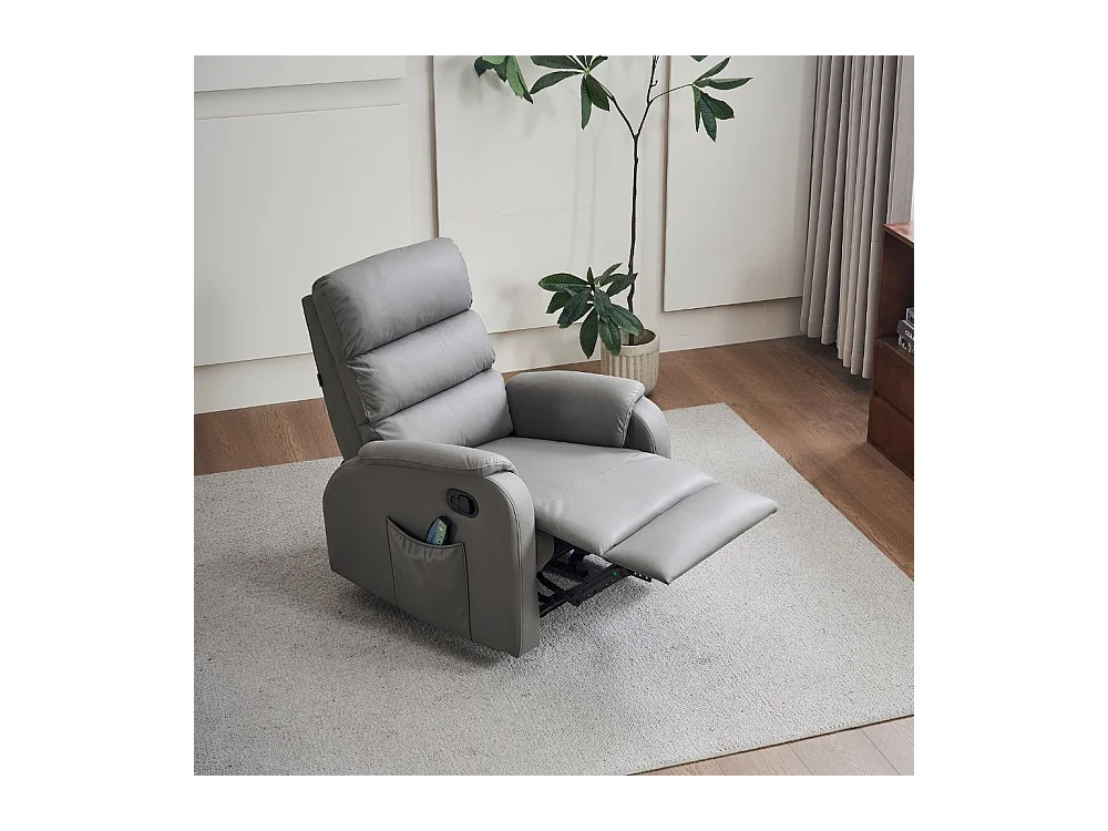 Poltrona relax manuale con 8 punti di massaggio Futura nabuk grigio chiaro
