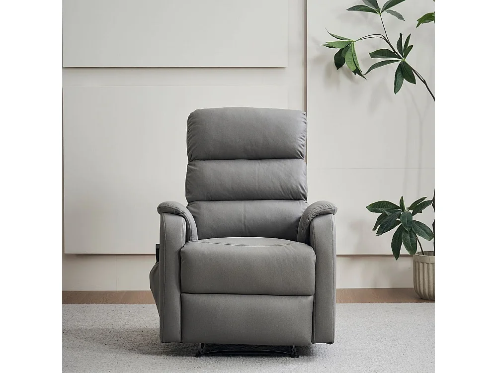 Poltrona relax manuale con 8 punti di massaggio Futura nabuk grigio chiaro