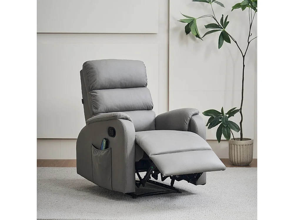 Poltrona relax manuale con 8 punti di massaggio Futura nabuk grigio chiaro