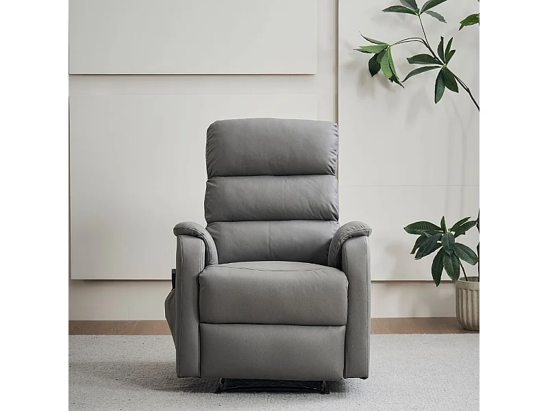 Poltrona relax manuale con 8 punti di massaggio Futura nabuk grigio chiaro