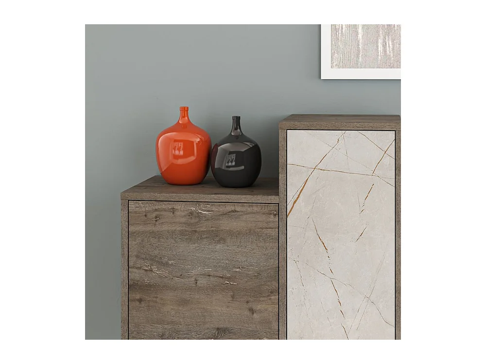 Madia con ante e cassetti effetto marmo bianco Hermes 160 colore dark coffee