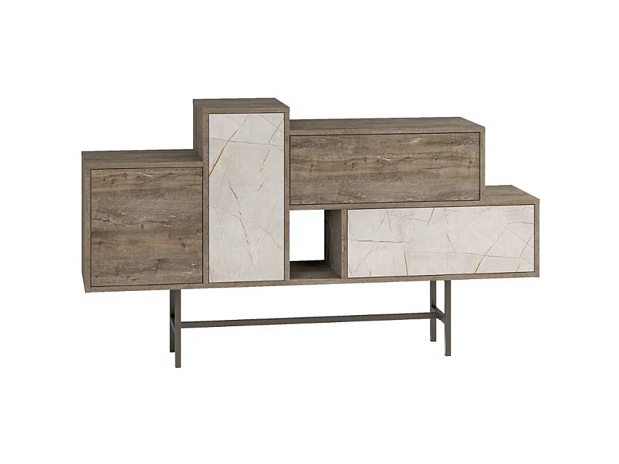 Madia con ante e cassetti effetto marmo bianco Hermes 160 colore dark coffee