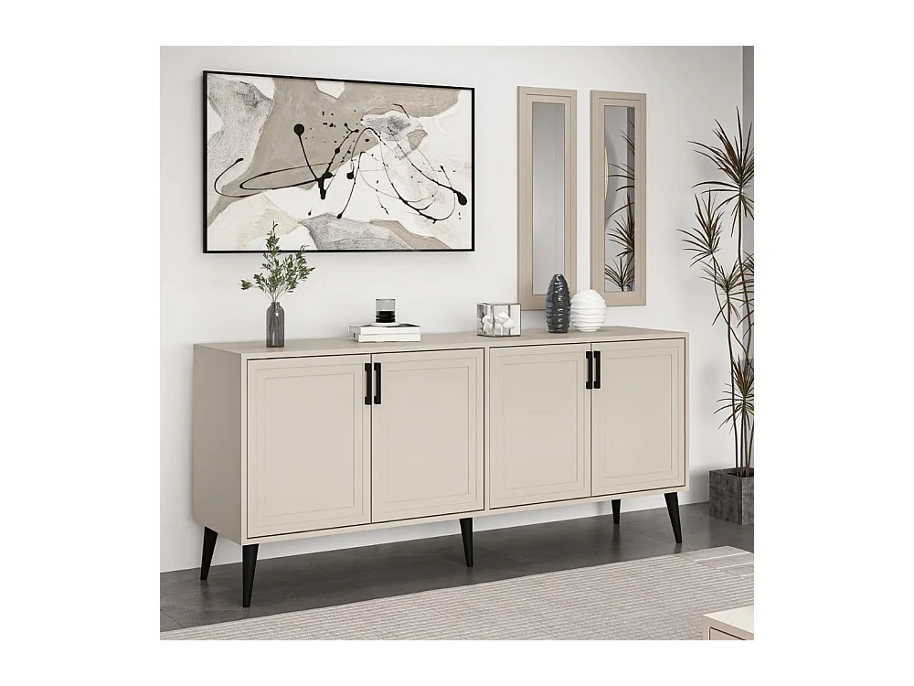 Madia Prime colore cashmere 180x45x80H con due specchi a parete