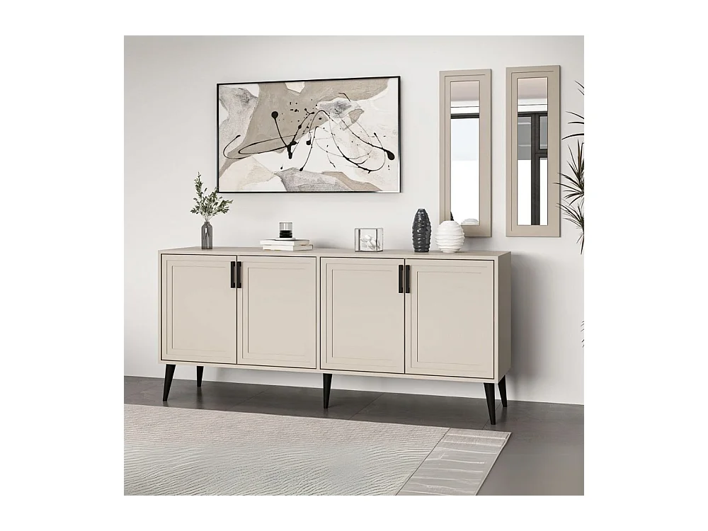 Madia Prime colore cashmere 180x45x80H con due specchi a parete