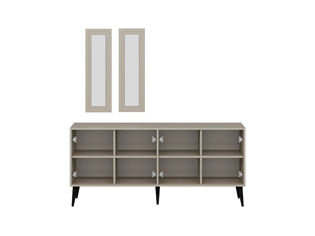 Madia Prime colore cashmere 180x45x80H con due specchi a parete