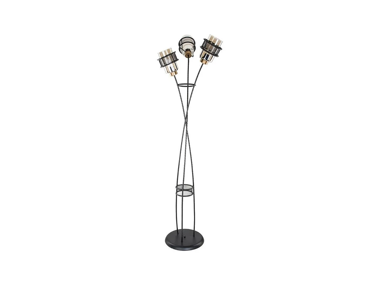Lampada da terra in ferro intrecciato 3 luci in vetro Grande MDL3812