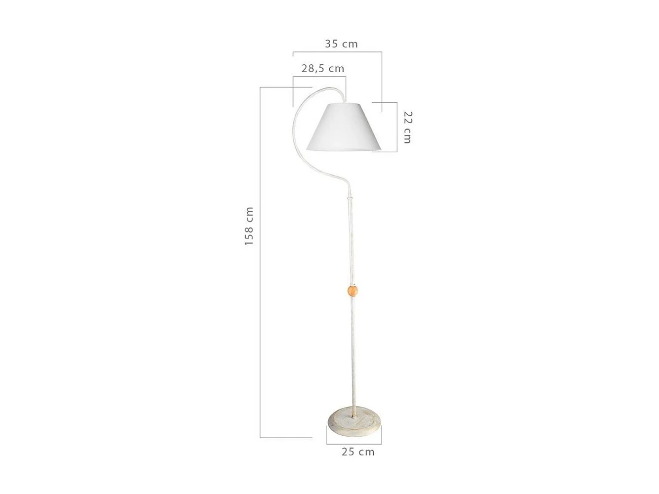 Lampada da terra a stelo con paralume tessuto bianco Geo ASZ1043