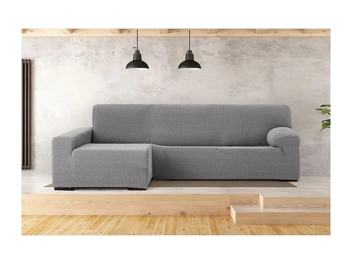 Copridivano penisola sinistra grigio Troya elastico 250-310 bracciolo lungo