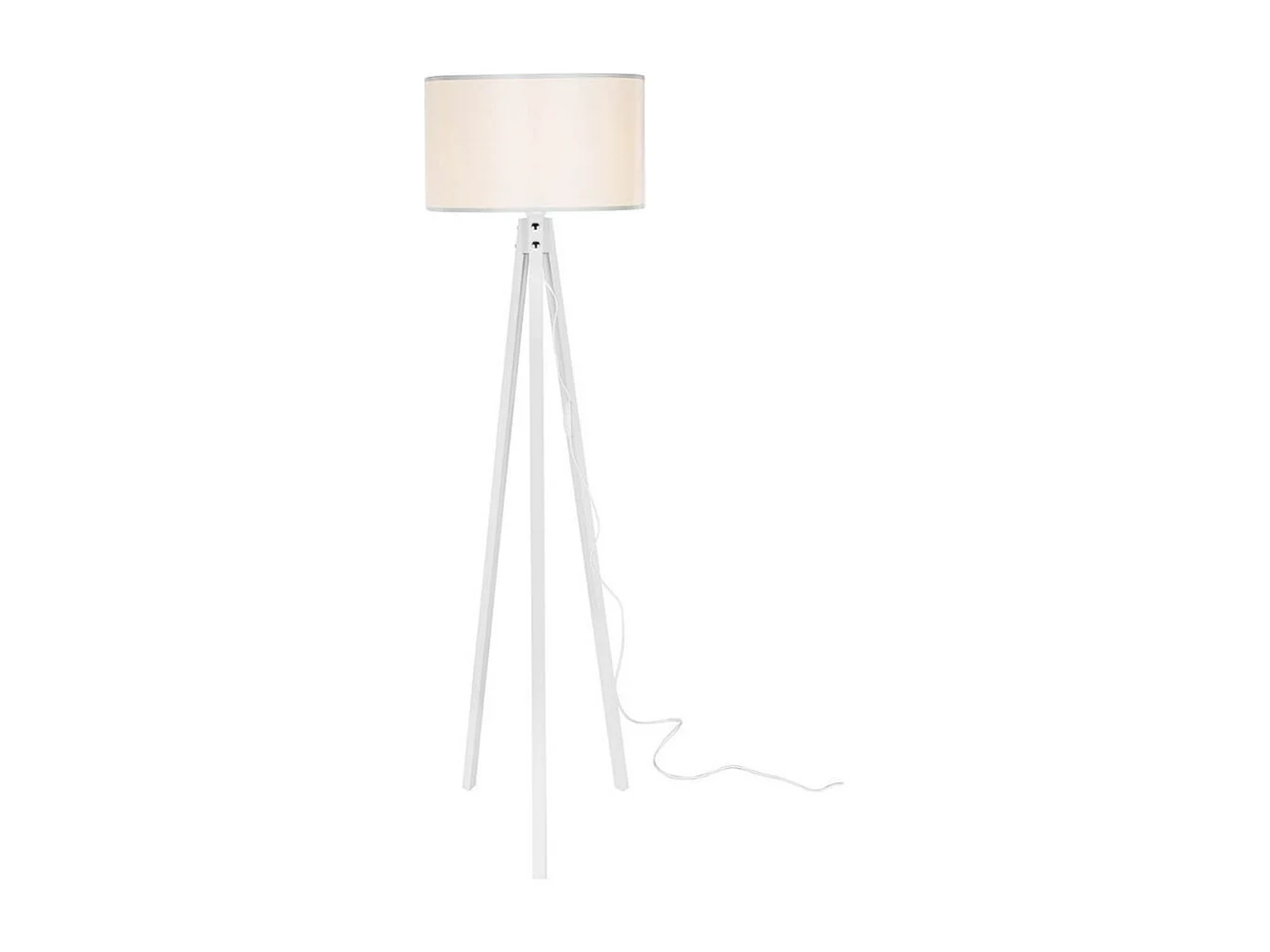 Lampada da terra treppiede legno e paralume tessuto bianco Rodi ASZ1233