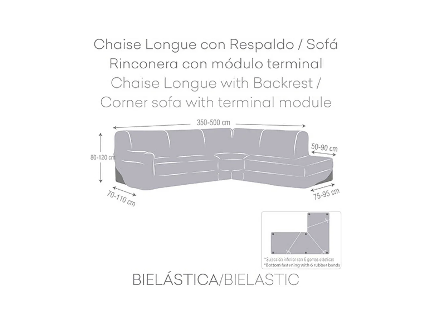 Copridivano angolare destro grigio Jaz 350-500