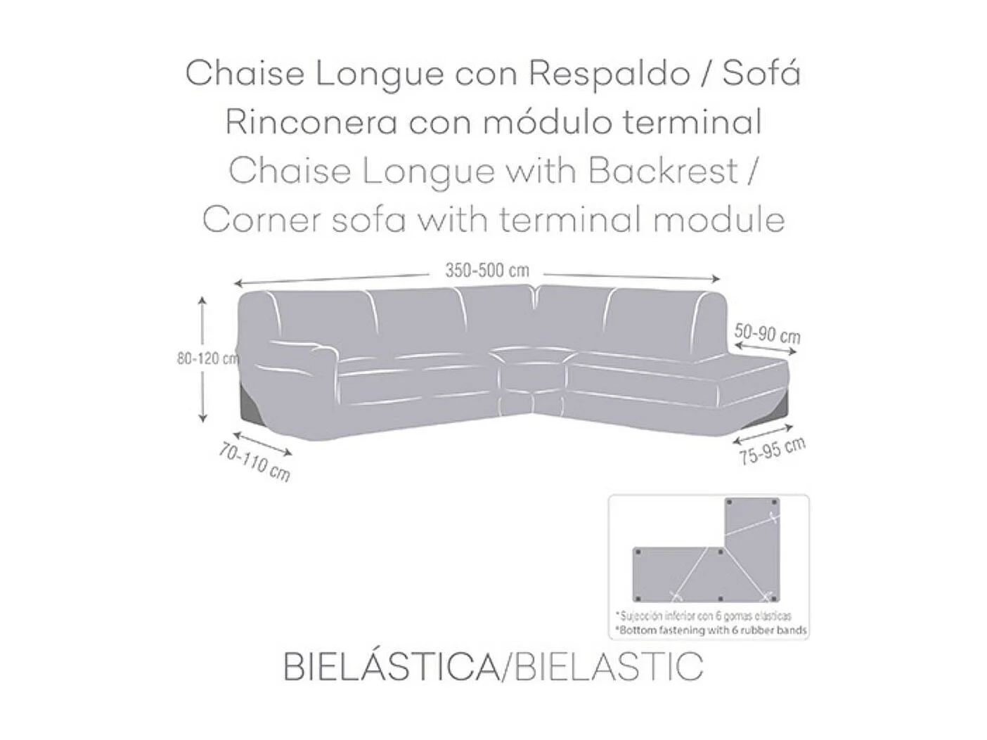 Copridivano angolare destro grigio Jaz 350-500