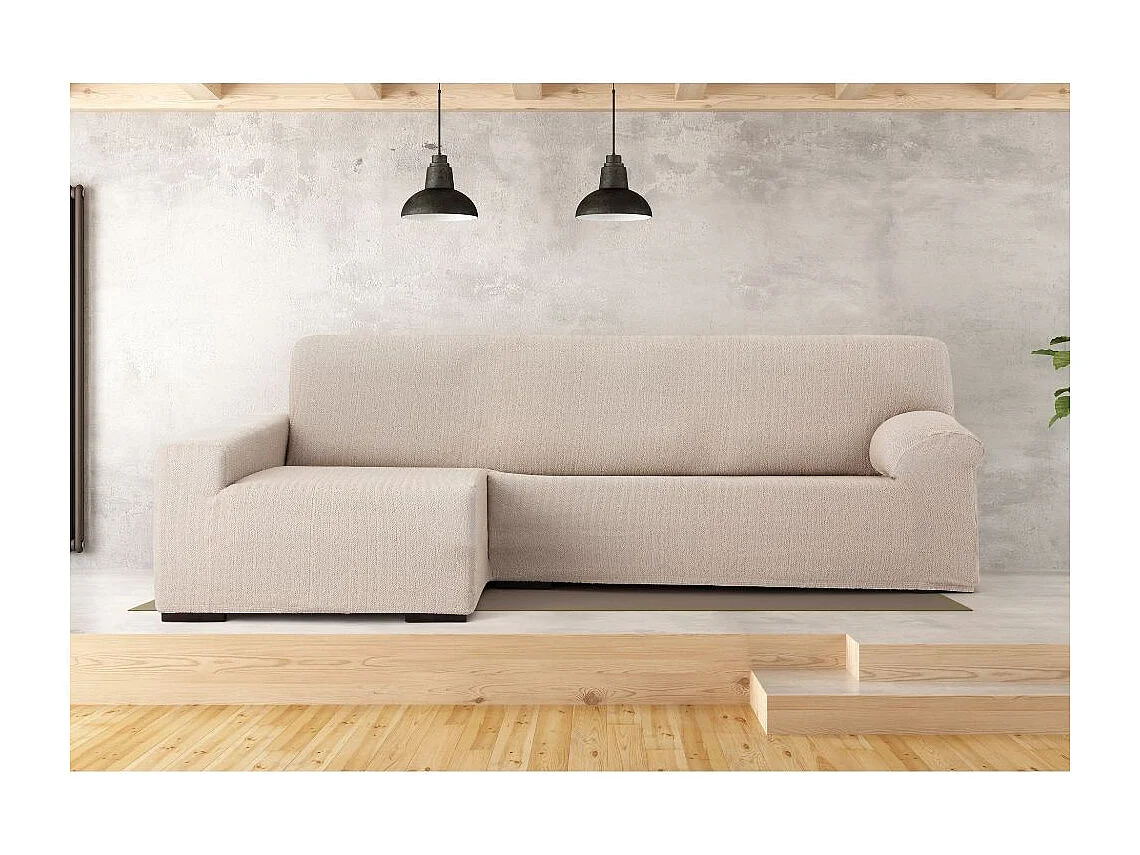 Copridivano penisola sinistra beige Troya elastico 250-310 bracciolo lungo