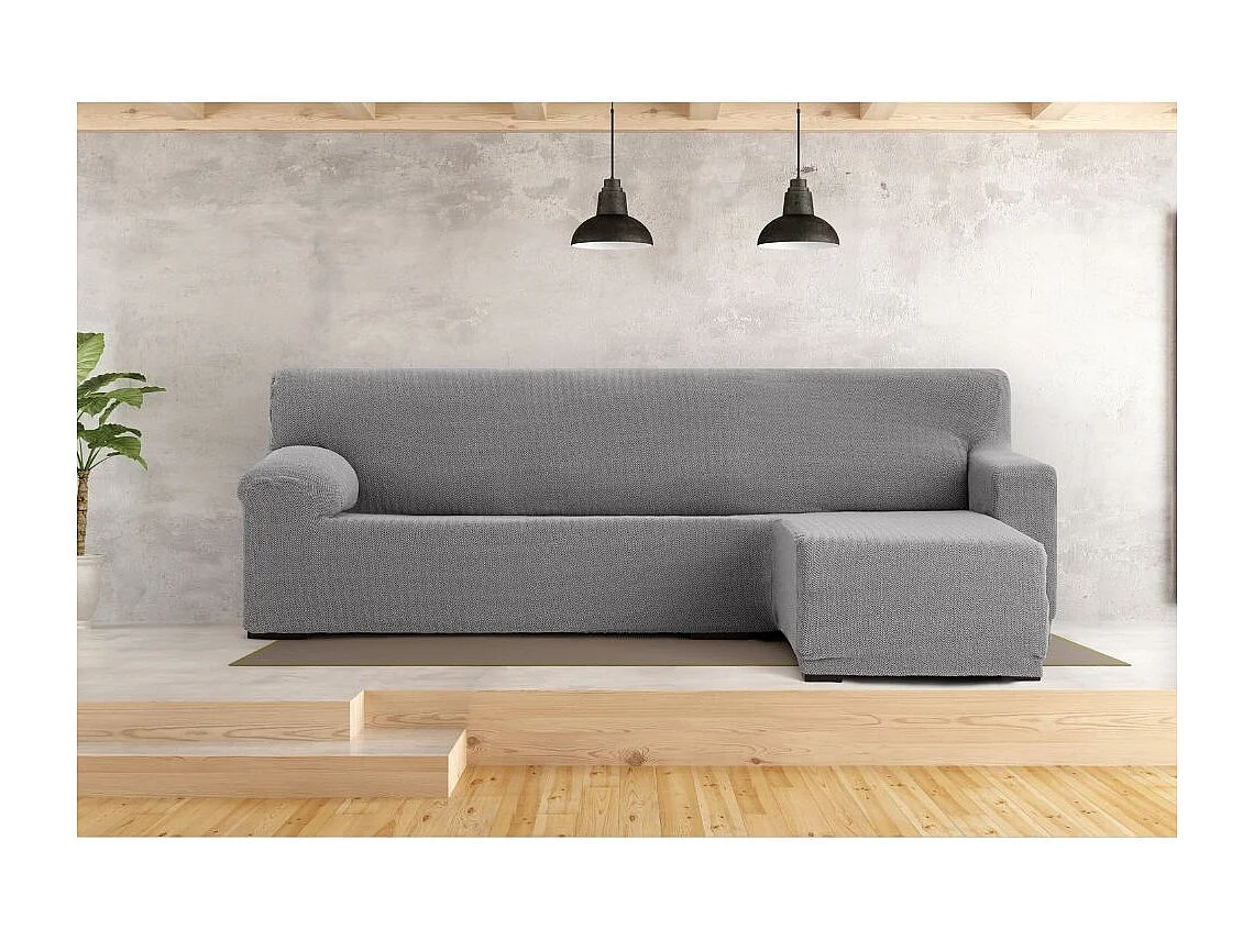 Copridivano penisola destra grigio Troya elastico 250-310 bracciolo corto