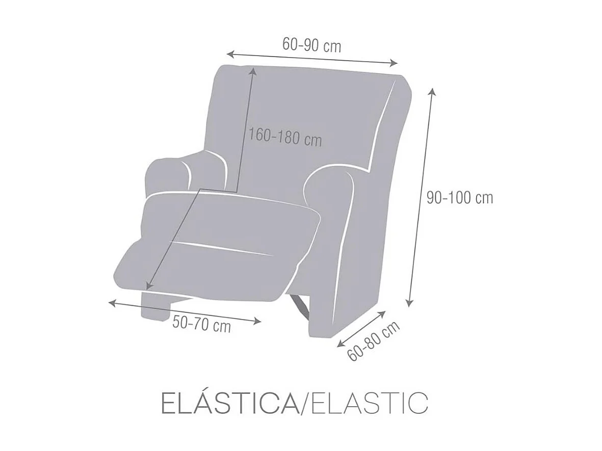 Copripoltrona relax grigio Troya elastico 60-90