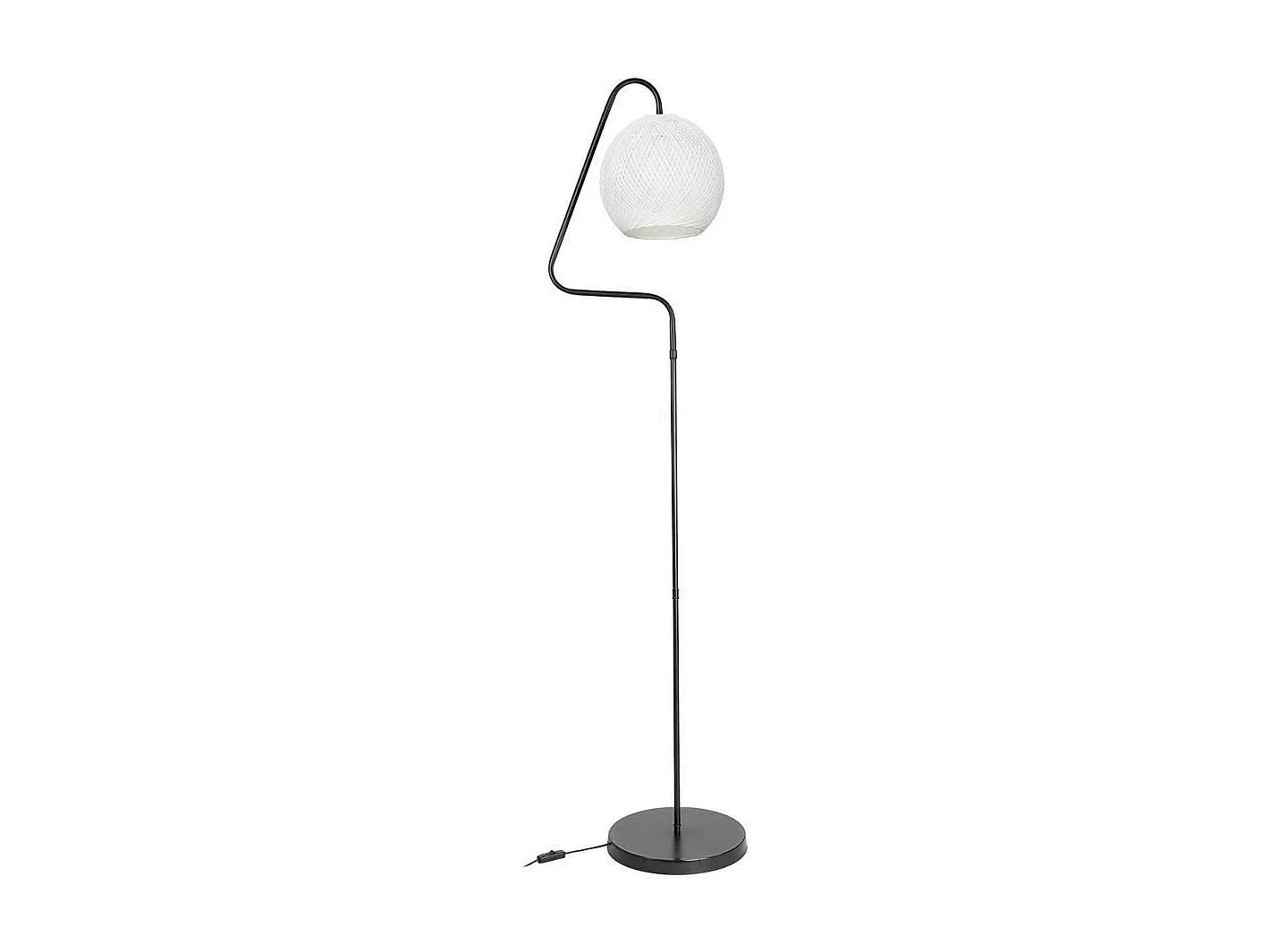 Lampada da terra a stelo grigio e paralume tessuto bianco Yumak MDL4256