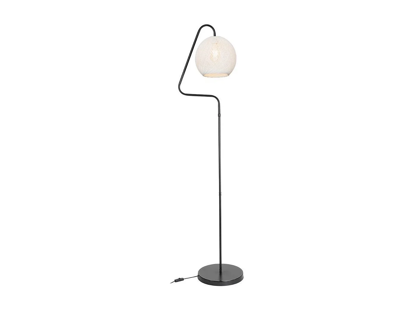 Lampada da terra a stelo grigio e paralume tessuto bianco Yumak MDL4256