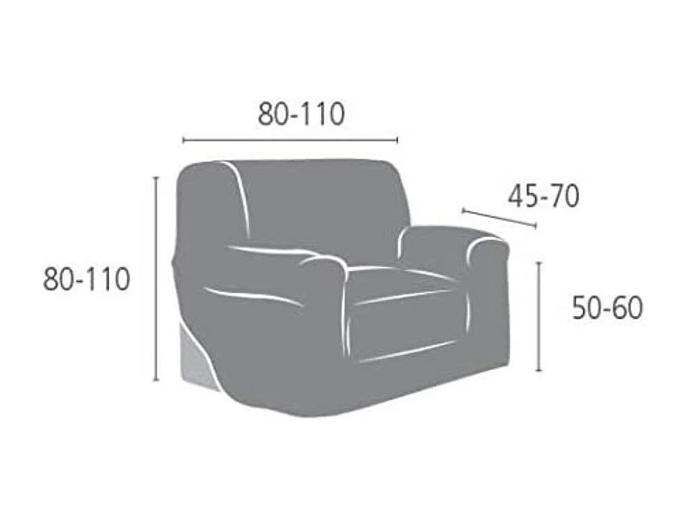 Copripoltrona grigio Troya elastico 80-110