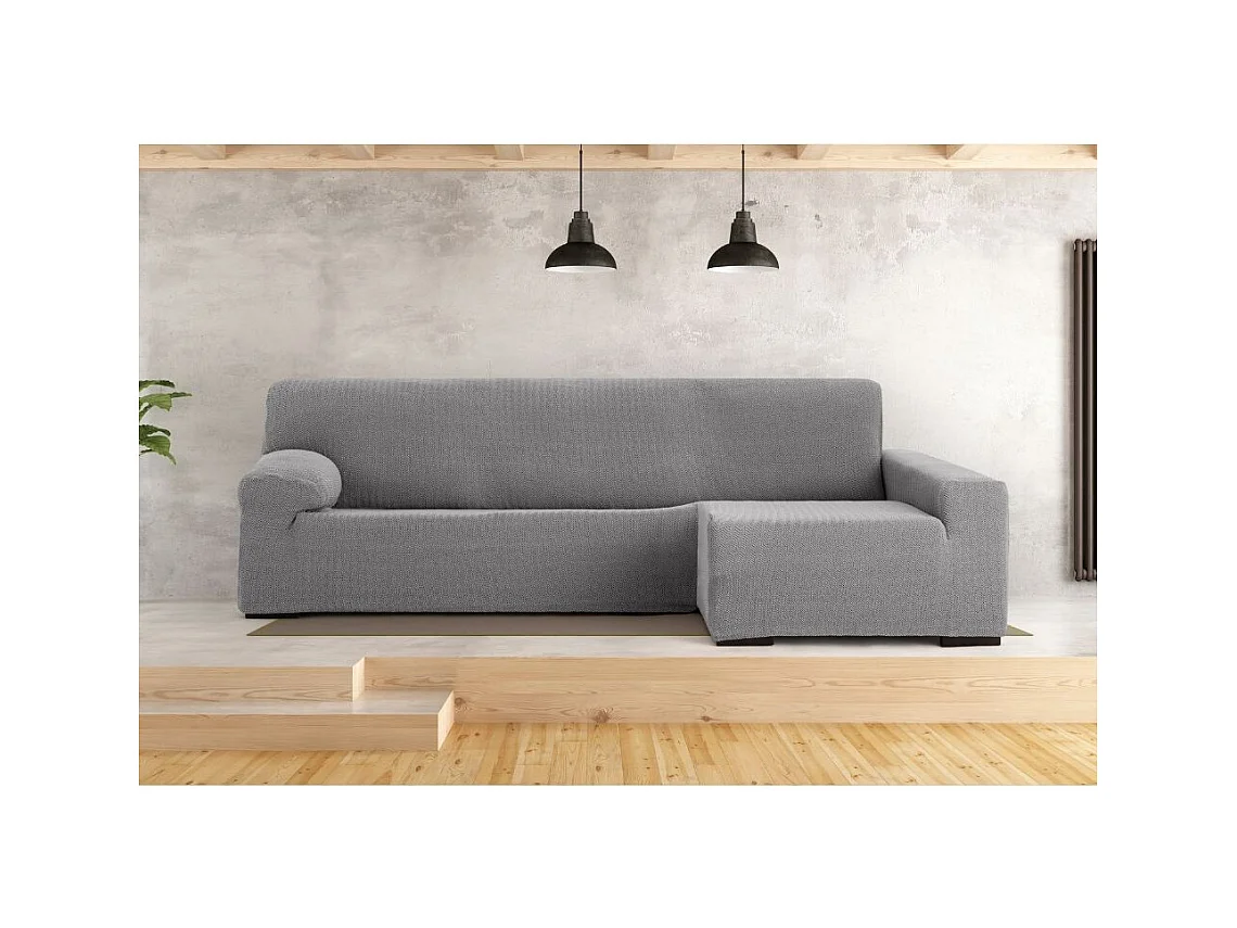 Copridivano penisola destra grigio Troya elastico 250-310 bracciolo lungo