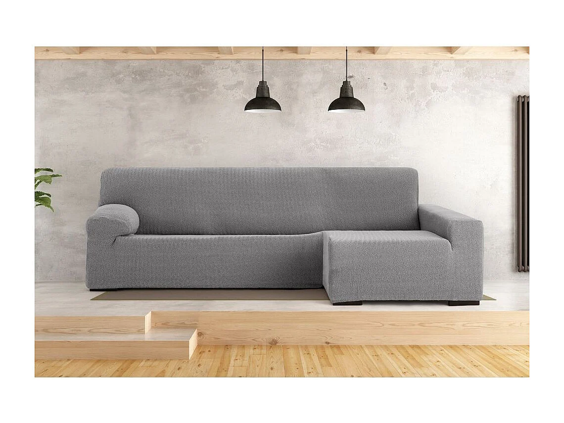 Copridivano penisola destra grigio Troya elastico 250-310 bracciolo lungo