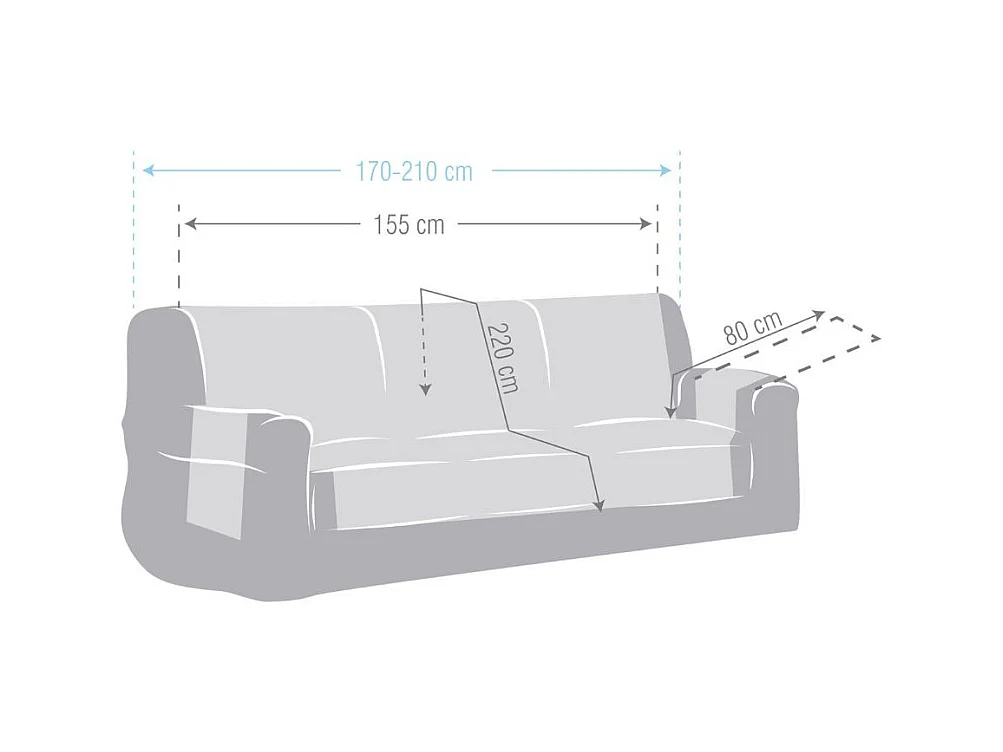 Copridivano 3 posti grigio tessuto jacquard Valeria 155