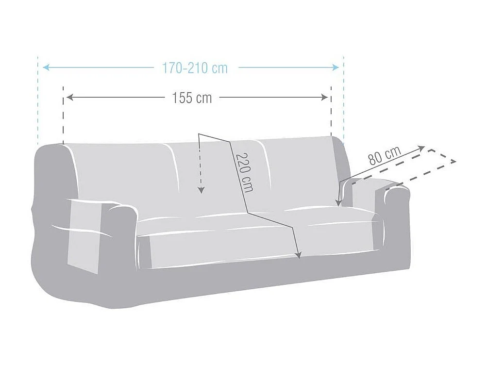 Copridivano 3 posti grigio tessuto jacquard Valeria 155
