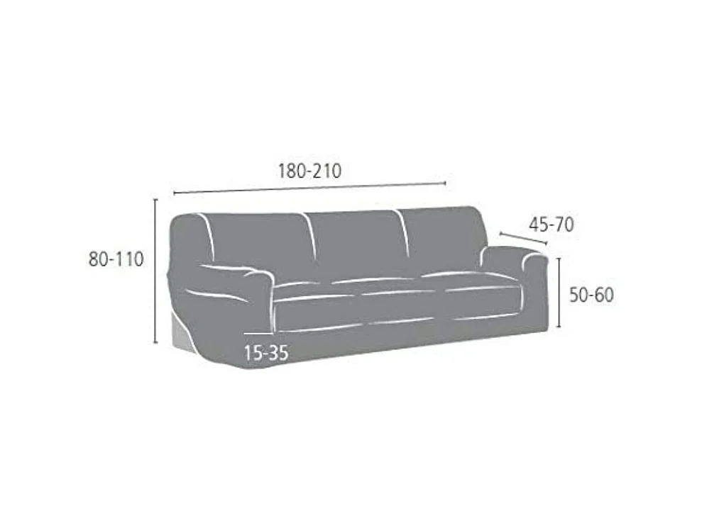 Copridivano 3 posti grigio Troya elastico 180-210