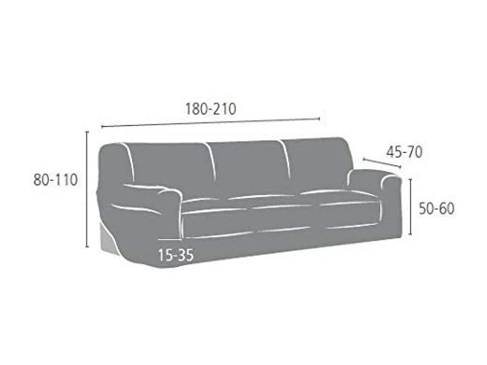 Copridivano 3 posti grigio Troya elastico 180-210