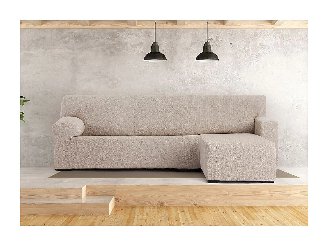 Copridivano penisola destra beige Troya elastico 250-310 bracciolo corto