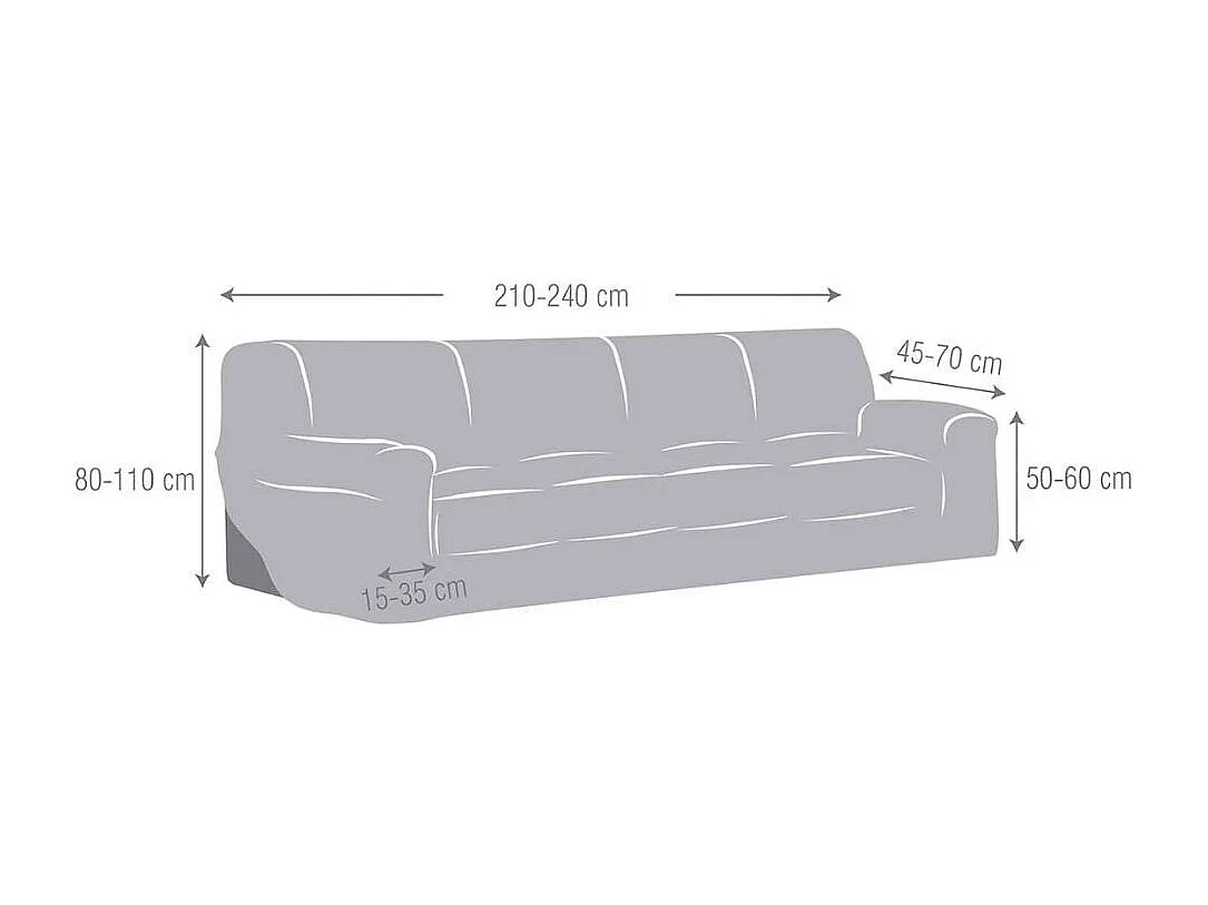 Copridivano 4 posti grigio Troya elastico 210-240