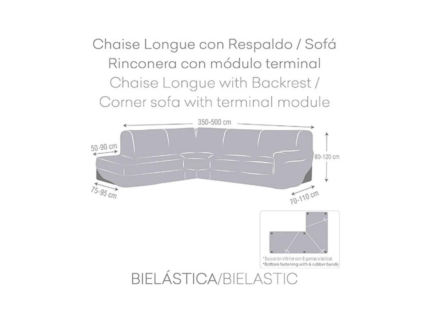 Copridivano angolare sinistro beige Jaz 350-500