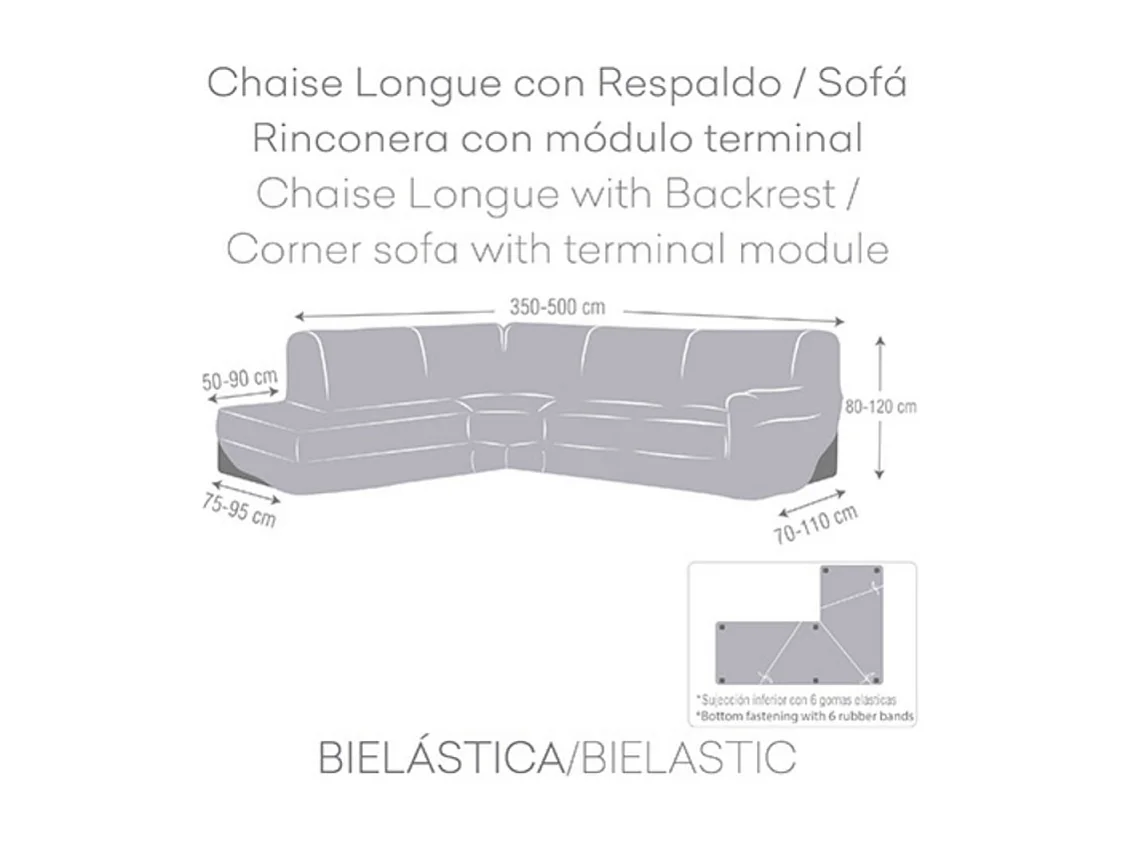 Copridivano angolare sinistro beige Jaz 350-500