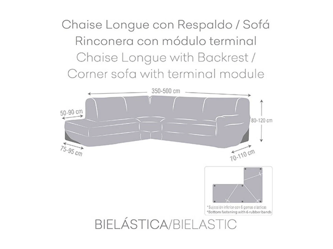 Copridivano angolare sinistro beige Jaz 350-500