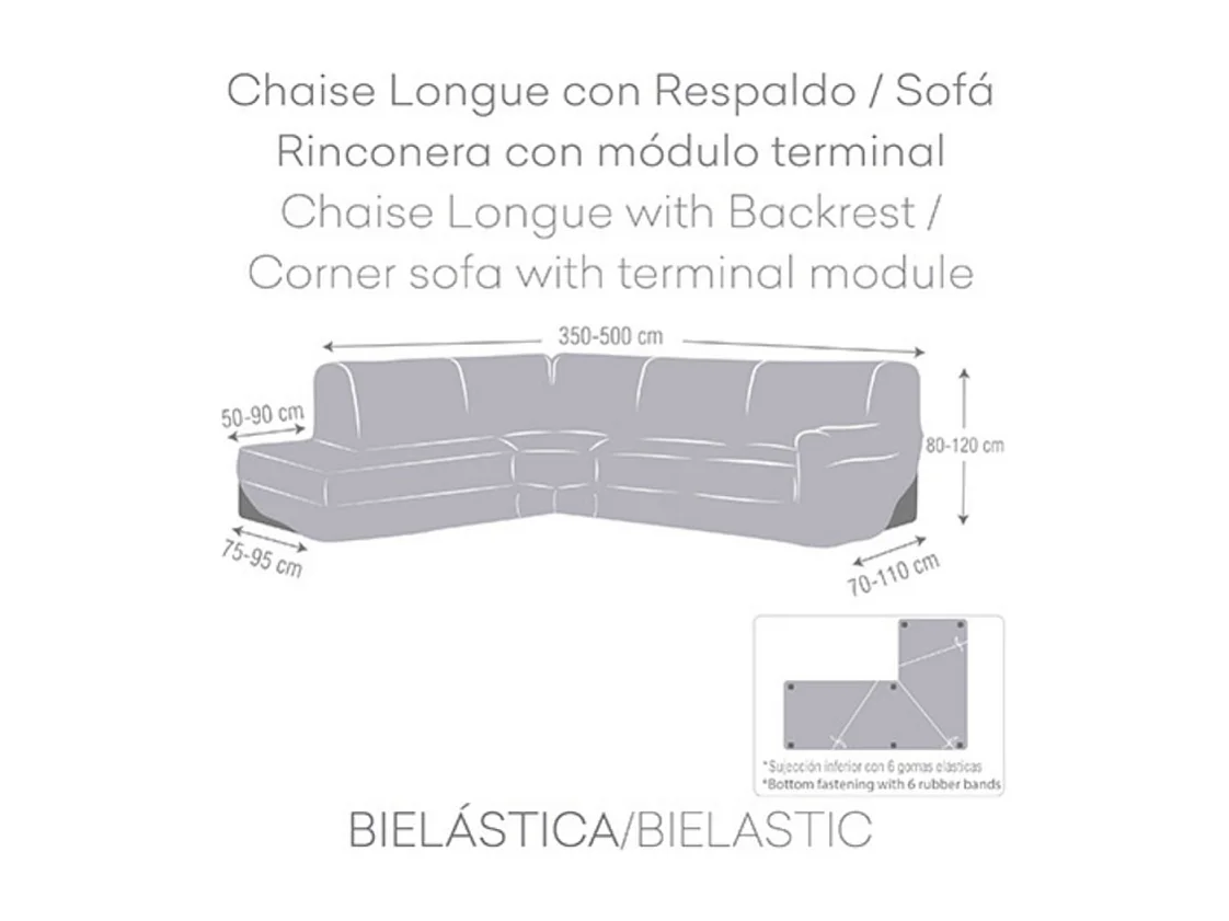 Copridivano angolare sinistro beige Jaz 350-500