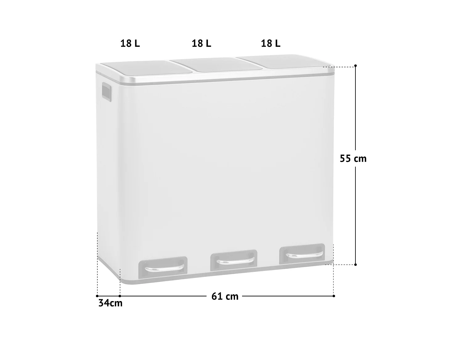 SVITA TM3X18 Poubelle corbeille à papier 54L poubelle tri sélectif taupe