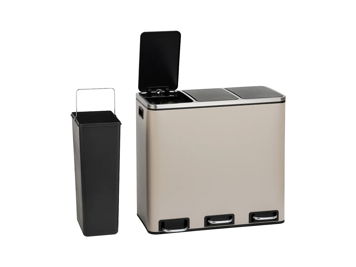 SVITA TM3X18 Poubelle corbeille à papier 54L poubelle tri sélectif taupe