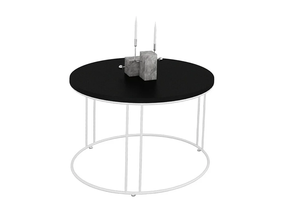 Tavolino Noela Lux/Metallo e Legno/Bianco e Nero