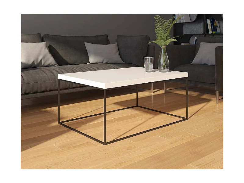 Table basse Zentiko/Contreplaqué/Métal/blanc